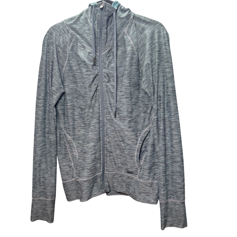 Prana Full Zip Hoodie Womens L Blue Space Dye Activewear Gorpcore Yoga Sporty